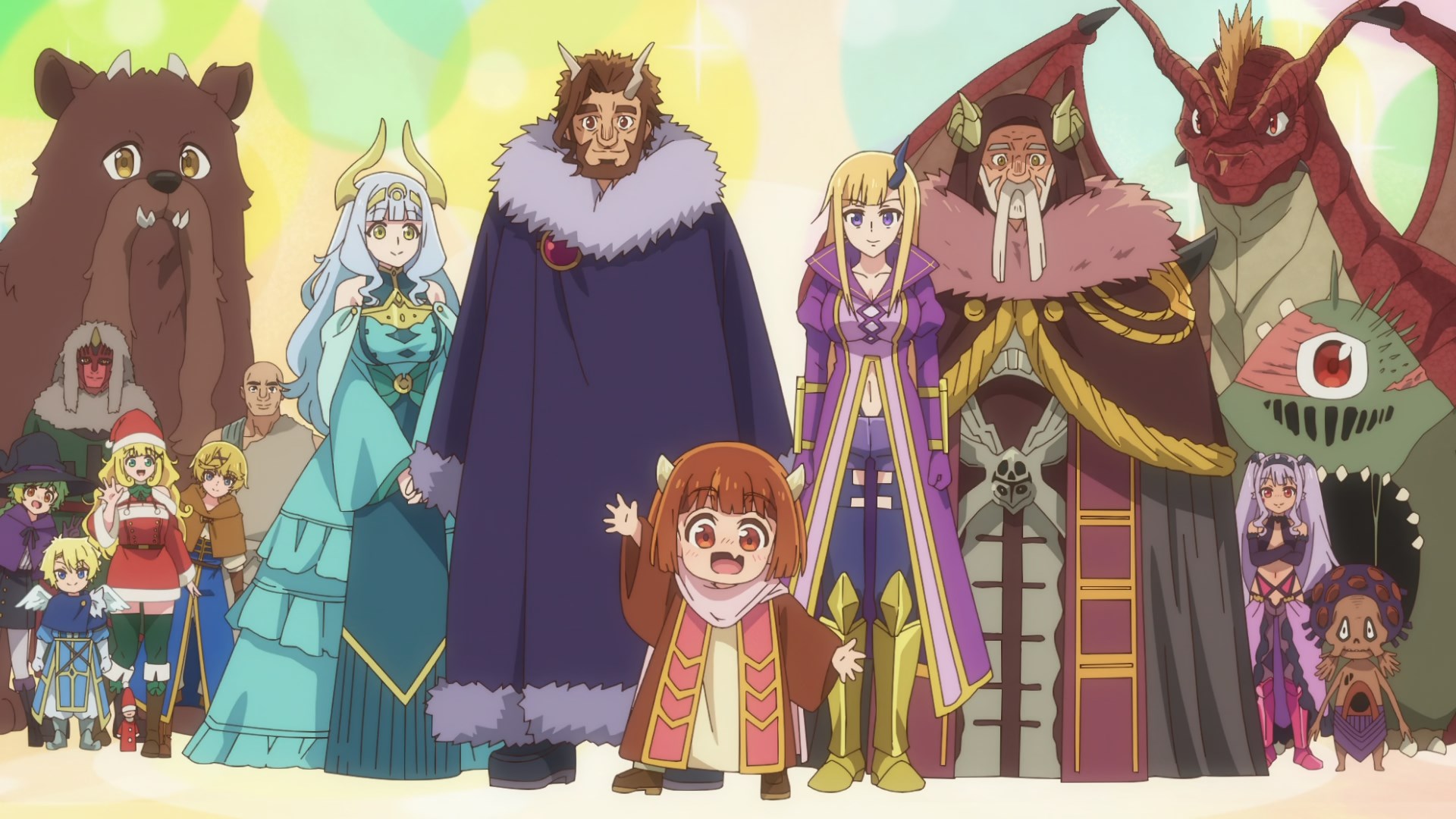 The entire cast of the anime, the cherubby like daughter of the demon lord in the middle